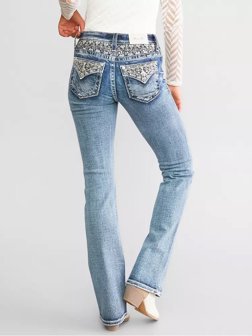 Miss Me Mid-Rise Boot Cut Jeans - Medium Blue Wash Size: 27